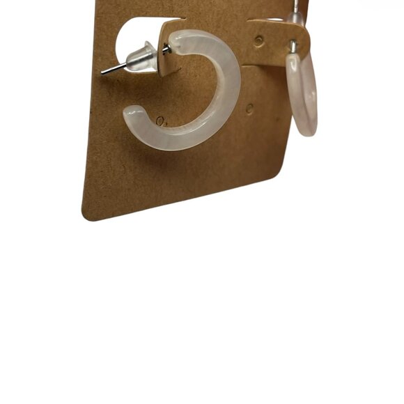 **Moon Stone Half Hoop C Shape Hanging Earrings - Picture 7 of 8